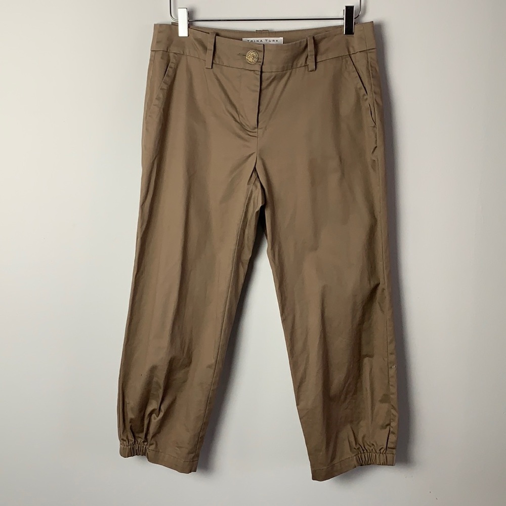 TRINA TURK Crop Pants 8 Elastic Hem